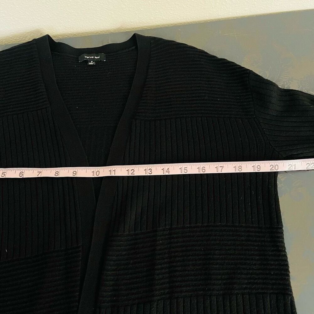 Verve Ami Long Black Open Front Cardigan size Small - Picture 7 of 11